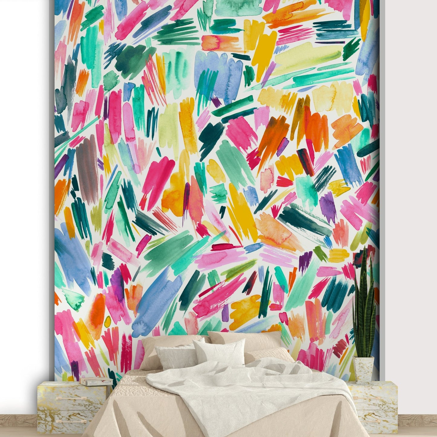 Modern brushstroke wall mural design

