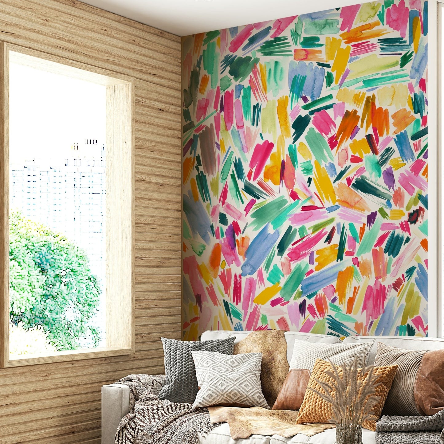 Creative brushstroke wallpaper mural

