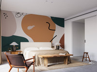 Brown Abstract Shape Soft Muted Color Wall Murals - Giffywalls A968