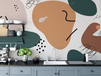 Brown Abstract Shape Soft Muted Color Wall Murals - Giffywalls A968