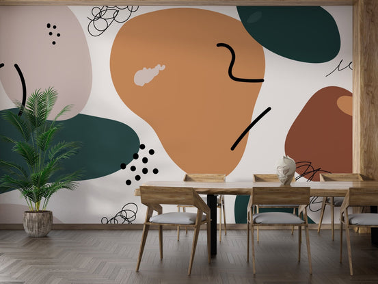 Muted brown abstract shapes wallpaper art A968