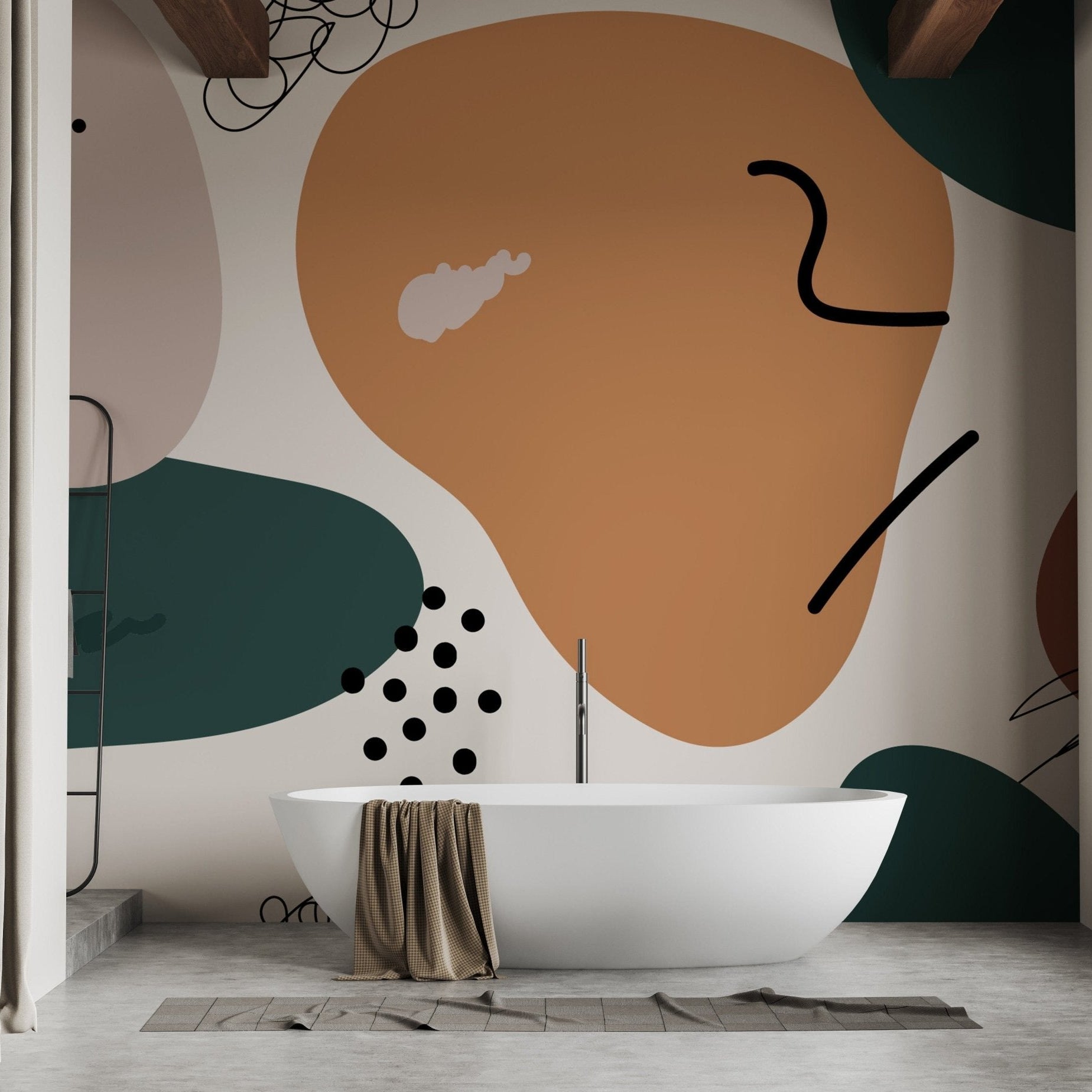 Soft earthy tones abstract mural design A968