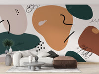 Brown Abstract Shape Soft Muted Color Wall Murals - Giffywalls A968