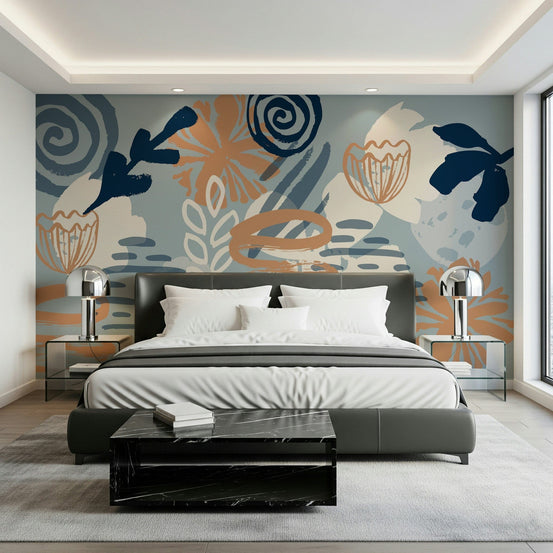 A beautiful abstract floral wallpaper mural for a modern home., GD5281