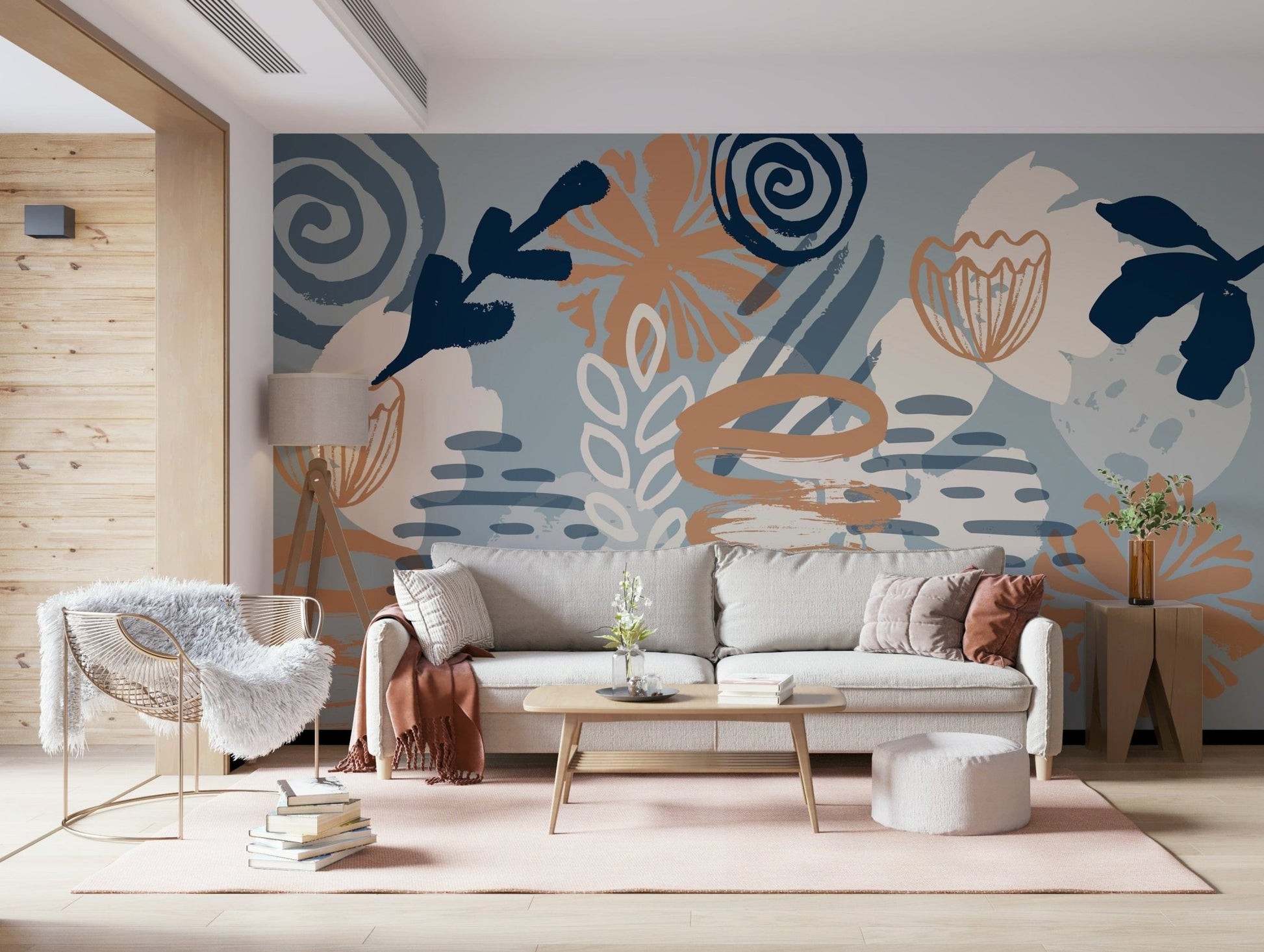 A serene subtle flower wall mural for your decor.