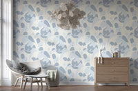 hall corner balanced with Abstract Blue Cat Wallpaper and light cabinetry tones, GD8144