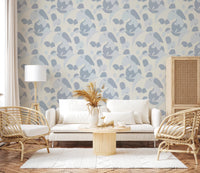 Bright sitting room where Abstract Blue Cat Wallpaper spreads evenly across the wall, GD8144