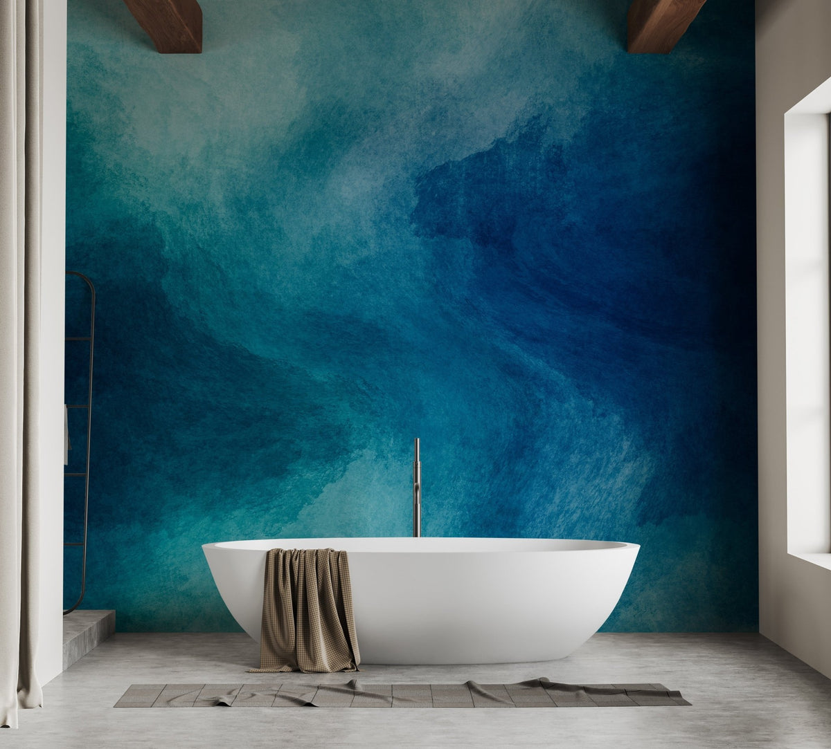 Elegant blue watercolor paint wallpaper A148