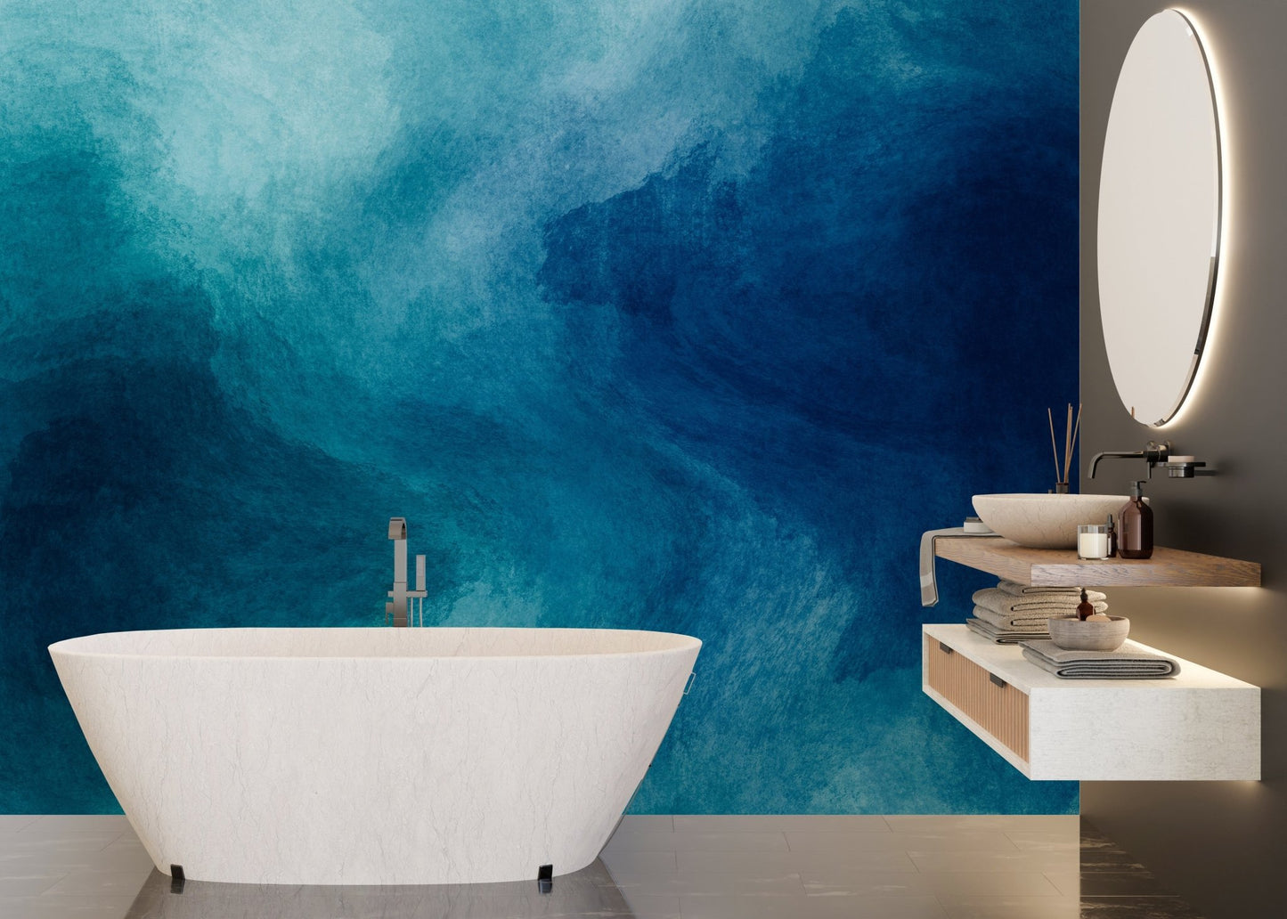 Soft watercolor wallpaper in blue tones