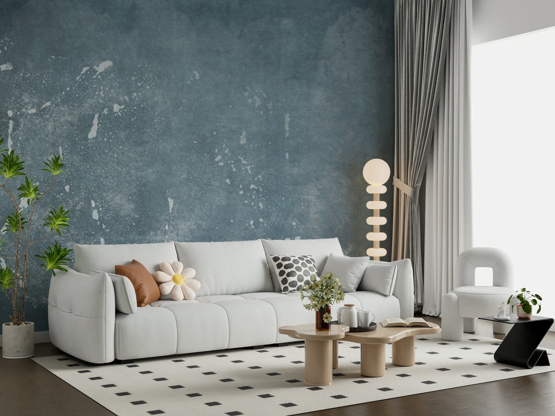 Abstract Blue Plaster Wall Mural -2583413