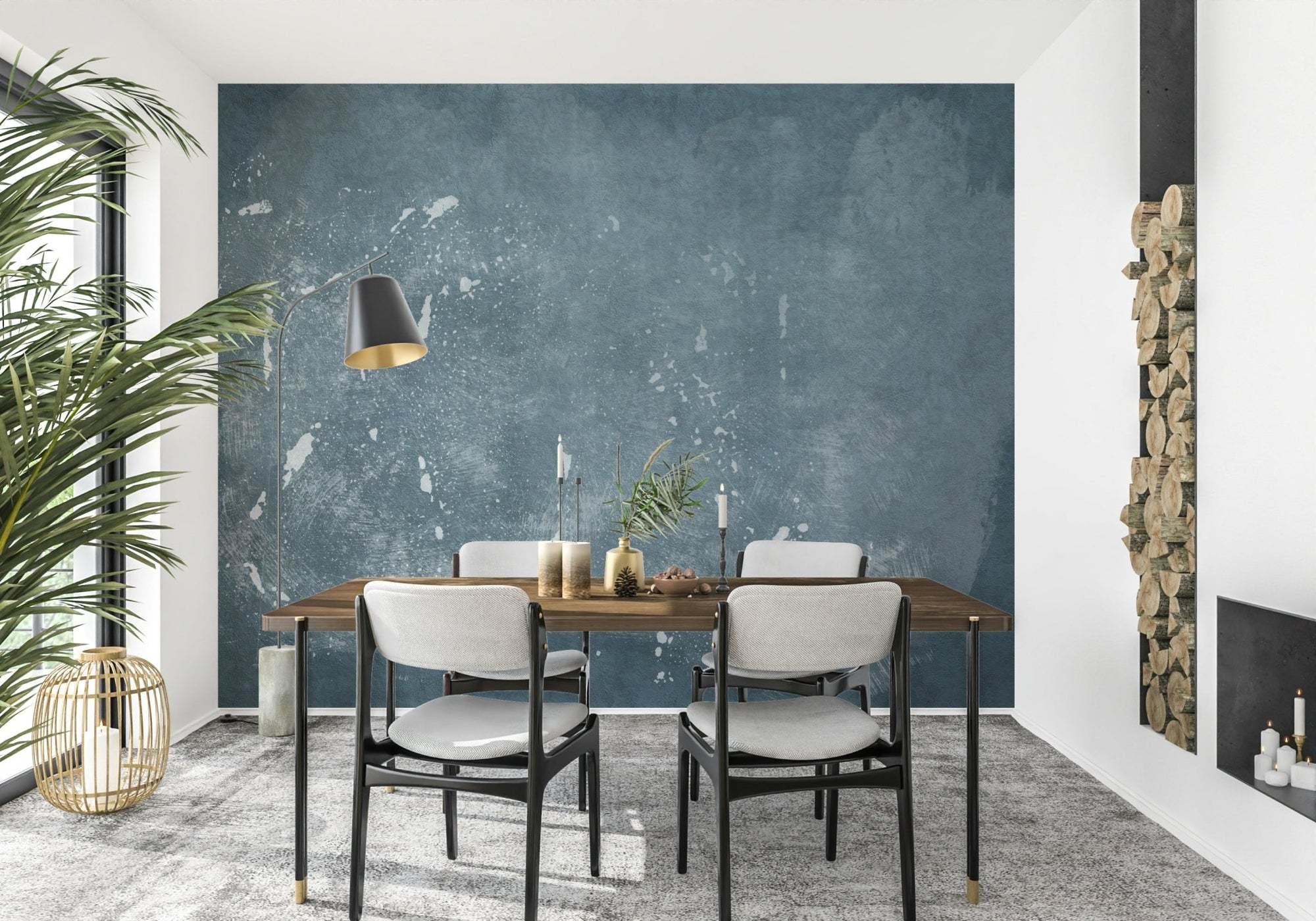 Abstract Blue Plaster Wall Mural GD5468