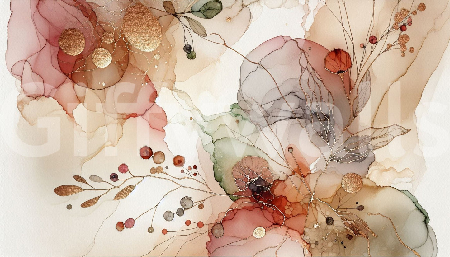 Abstract Botanical Hues Wall Mural