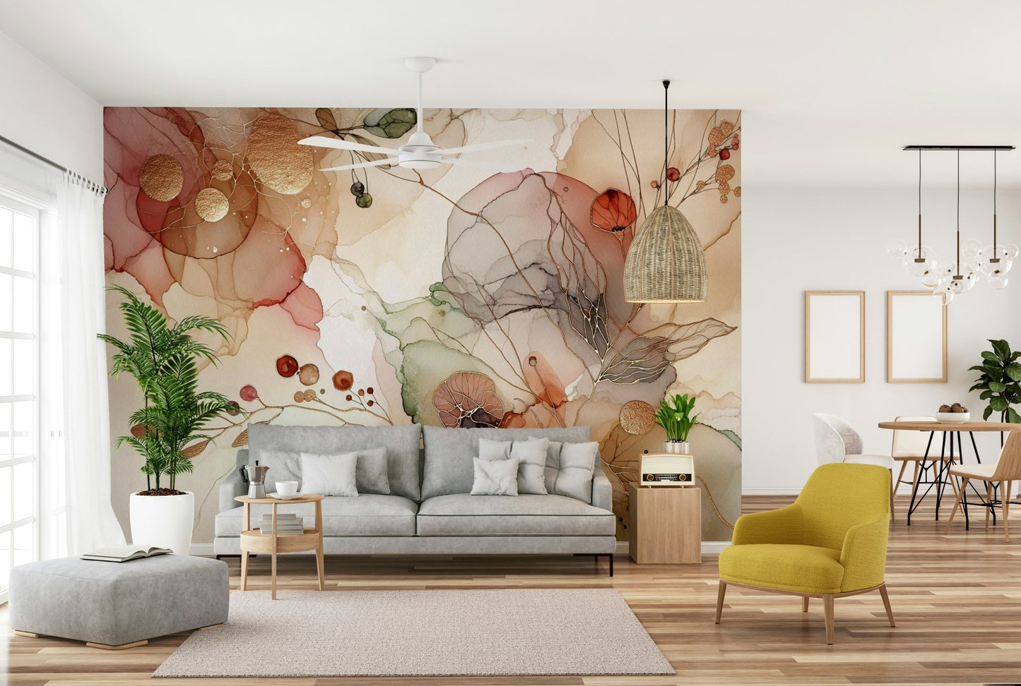 Abstract Botanical Hues Wall Mural