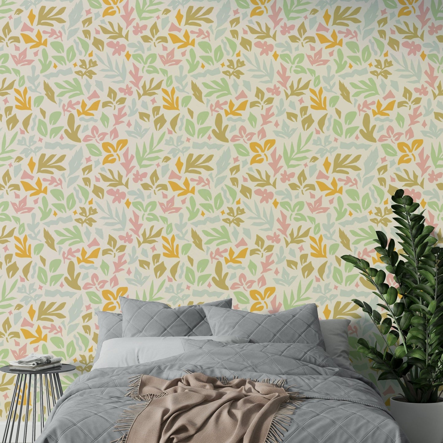 The wallpaper has a contemporary and artistic feeling.
