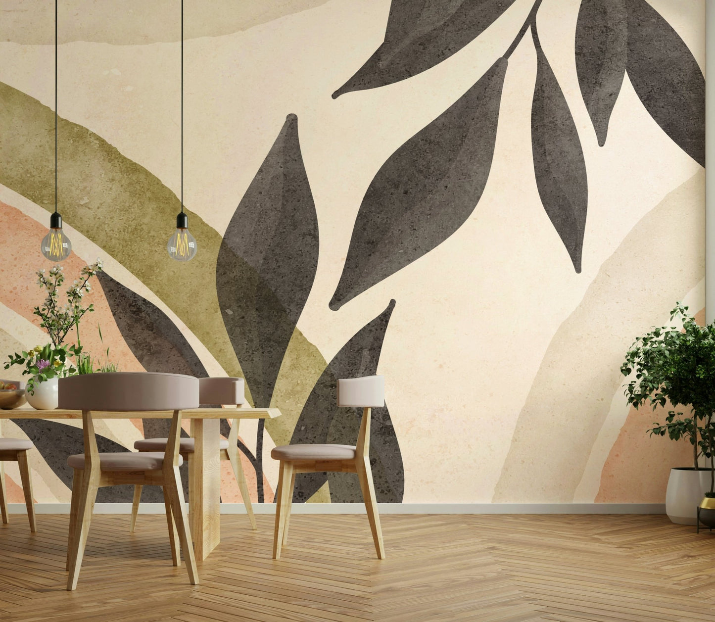 Abstract Botanical Watercolor Wall Mural