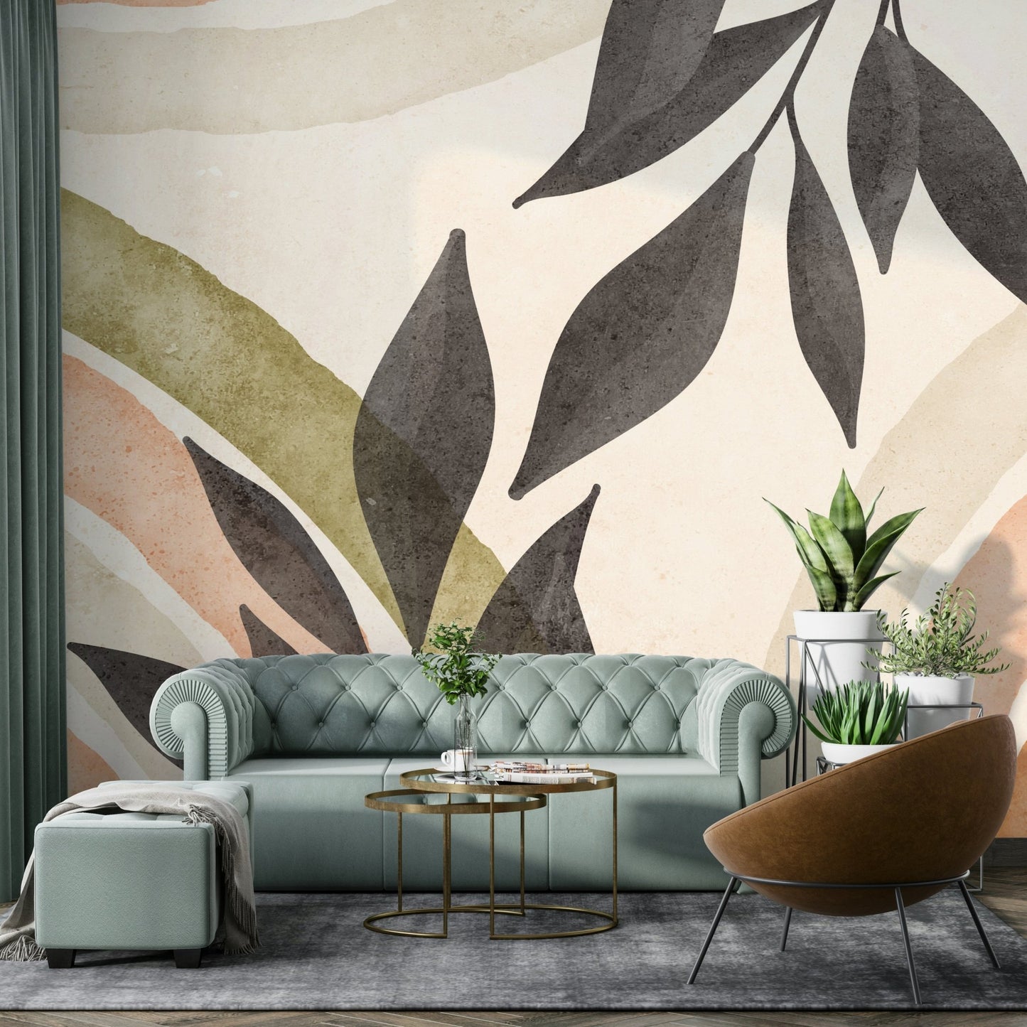 Abstract Botanical Watercolor Wall Mural