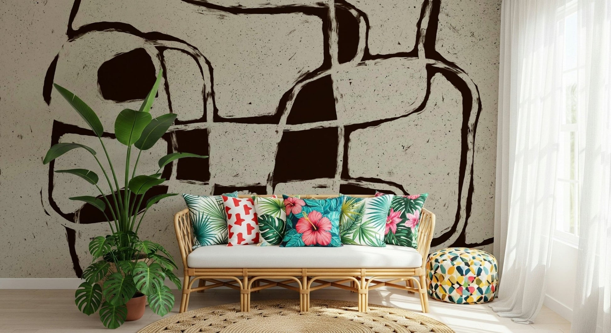 A beautiful abstract brush stroke wallpaper mural for a modern home., GD5517