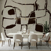 A peaceful modern abstract mural on decorative wallpaper., GD5517