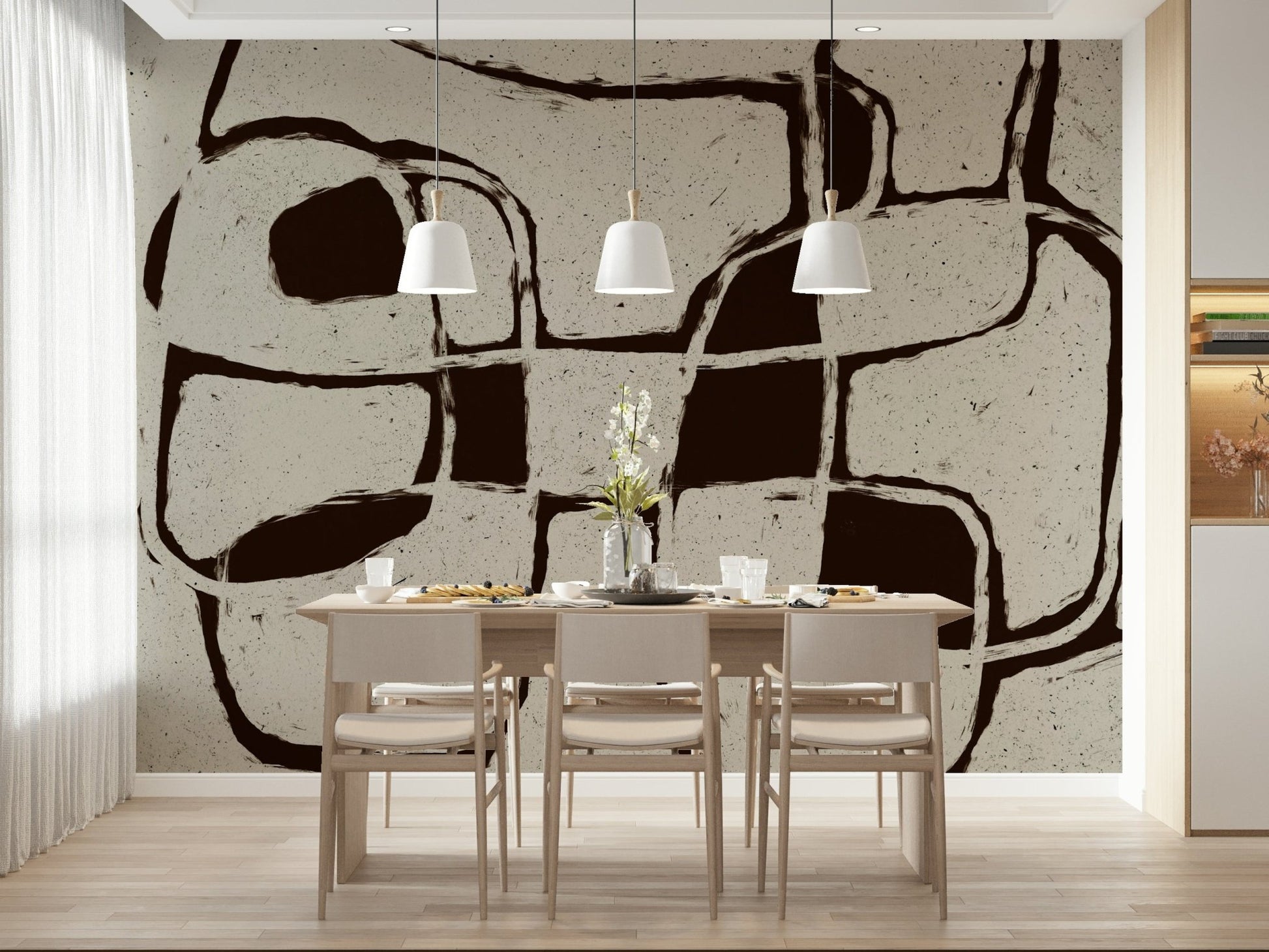 A calming abstract design wallpaper mural that defines a space., GD5517