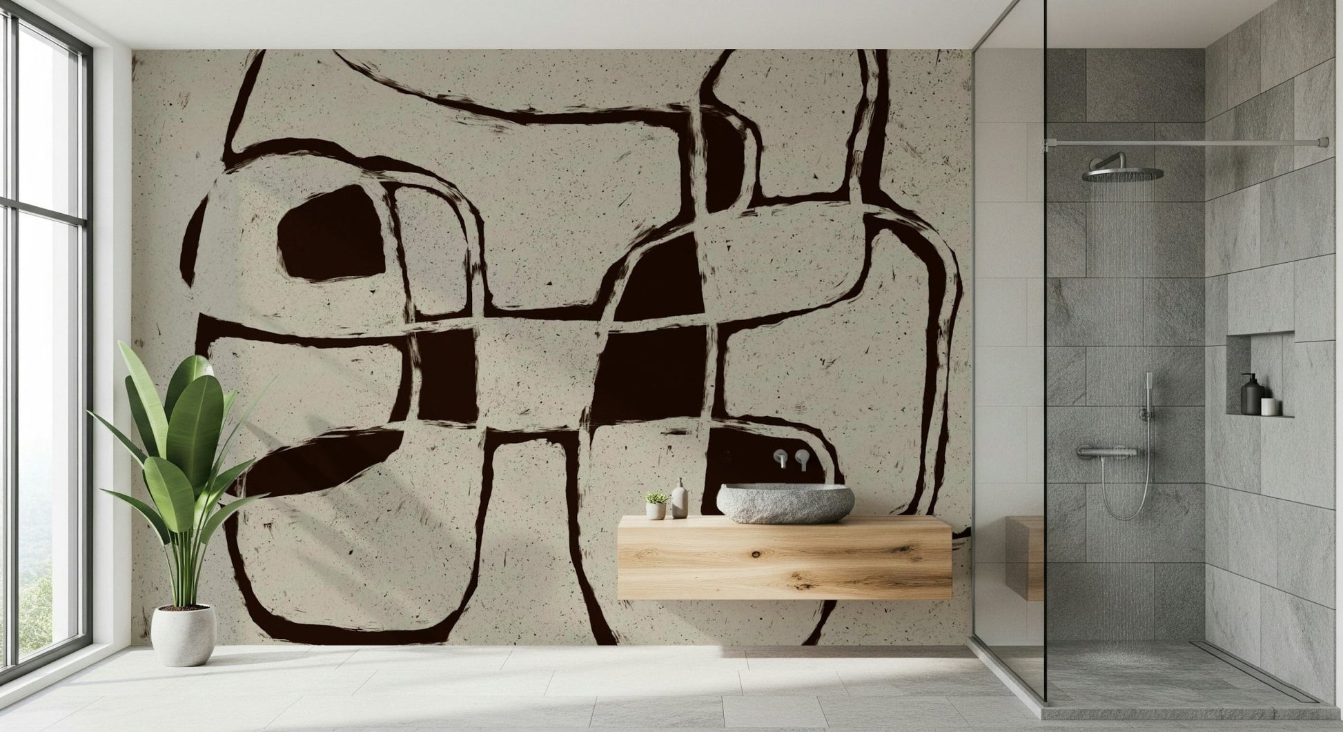 An artistic minimalist form mural for home decor., GD5517