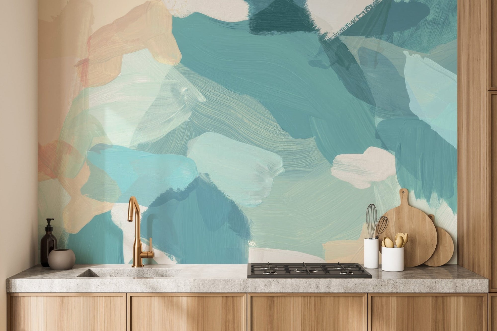 Abstract wallpaper with blue brushstroke art for walls., C02