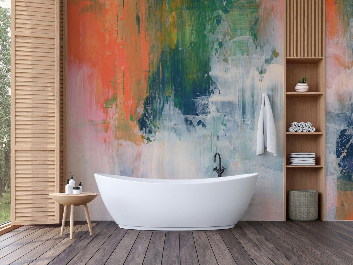 Artistic abstract brushstroke wallpaper mural design, C264