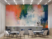 Abstract brushstroke wallpaper mural with vibrant colors, C264