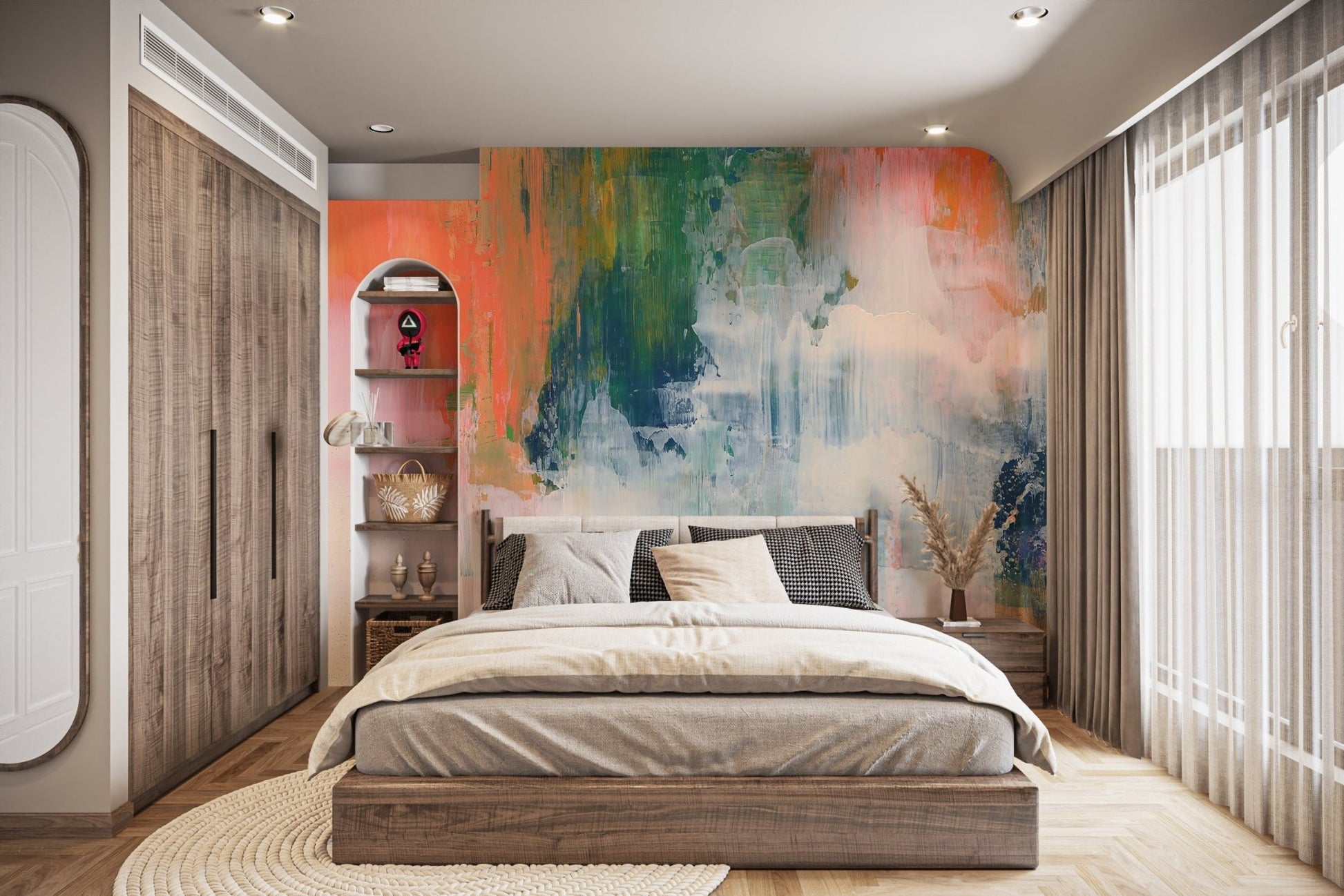 Abstract brushstroke mural design for contemporary spaces, C264