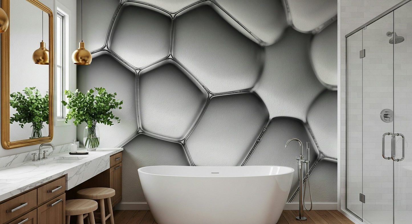 A graceful subtle pattern wall mural in cool, tranquil tones.