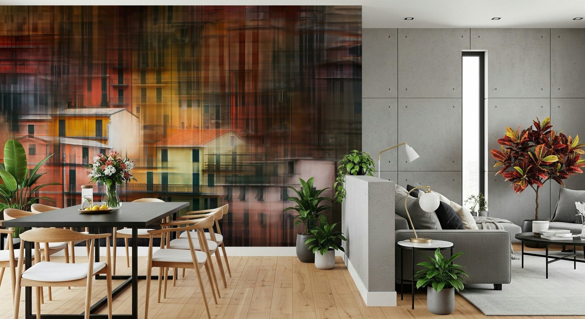 A serene modern urban pattern wall mural for your decor.