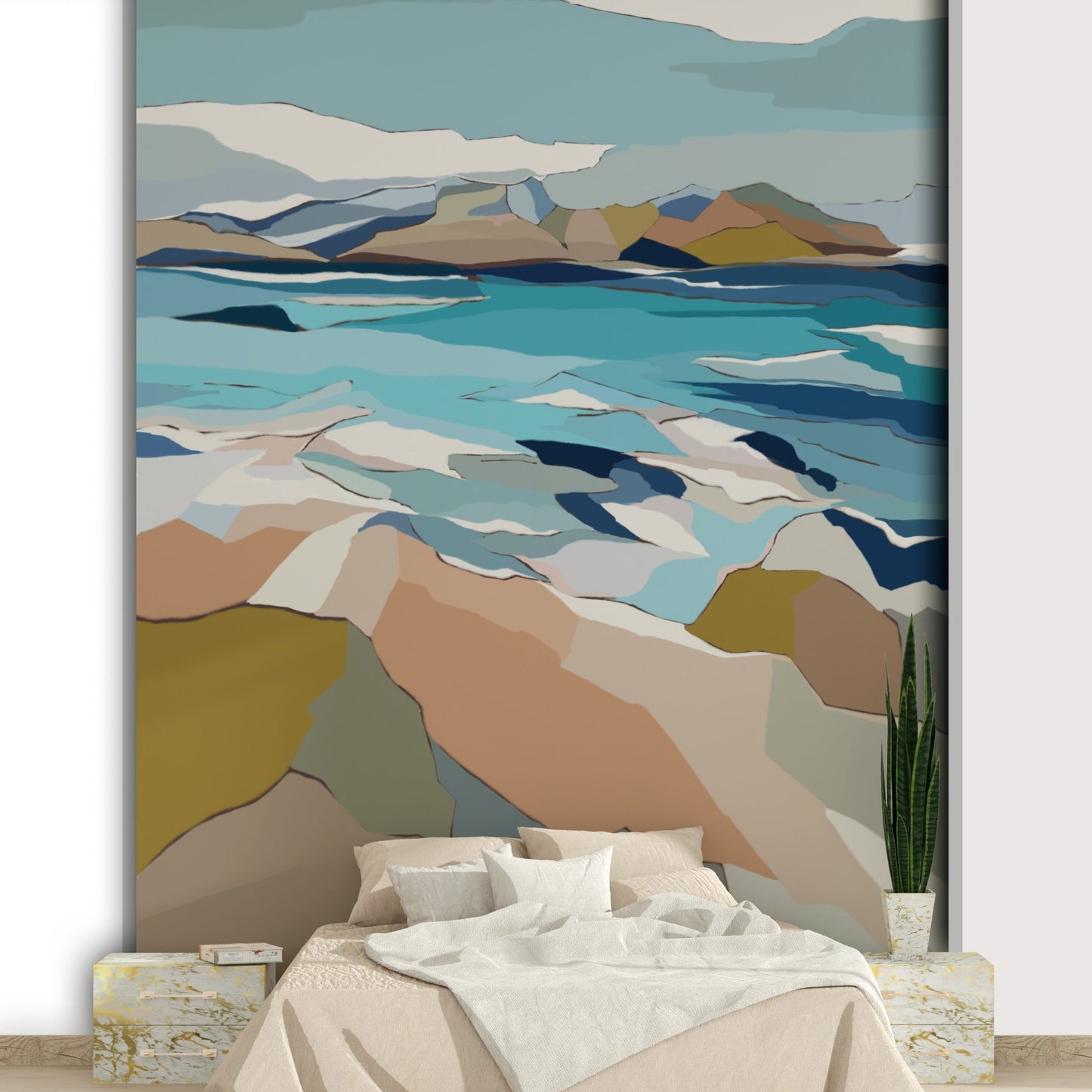 Close-up of coastal abstract wall mural texture, GD1078