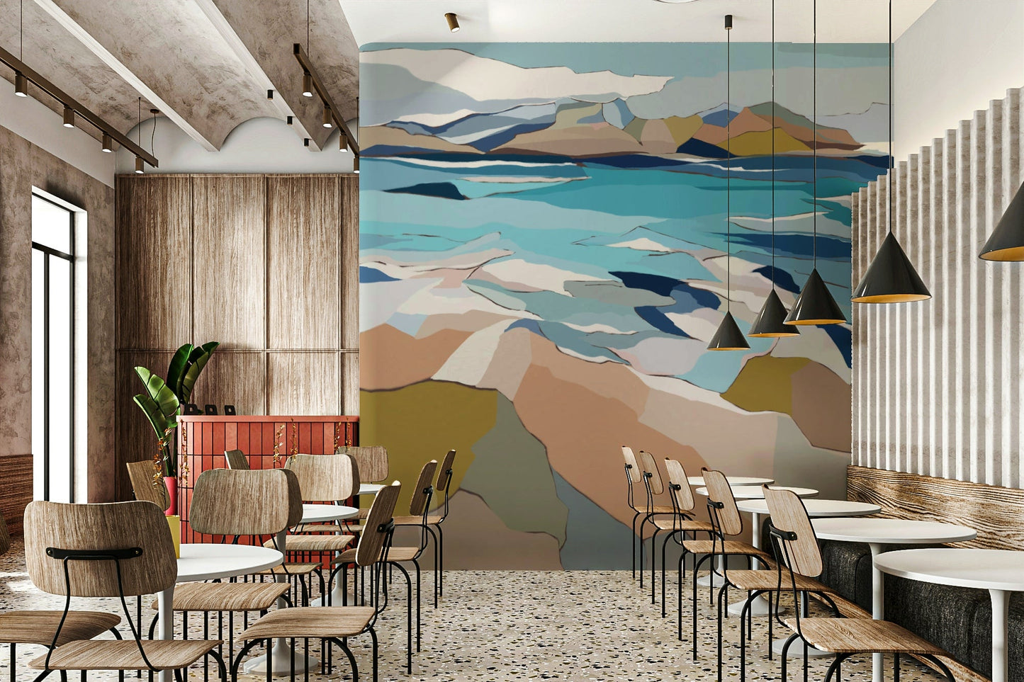 Wall mural featuring modern coastal design, GD1078