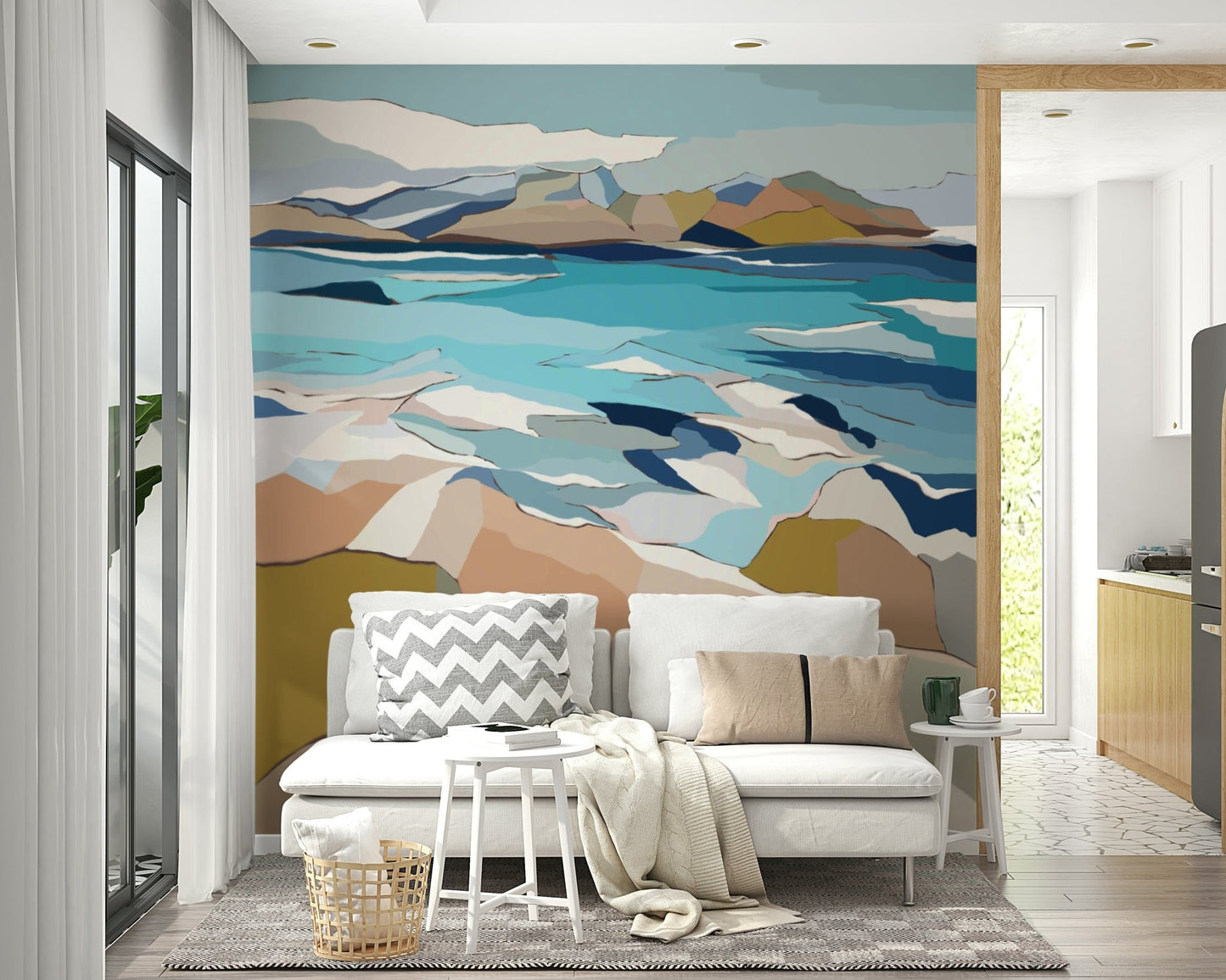 Flowing coastal shapes wallpaper for walls, GD1078