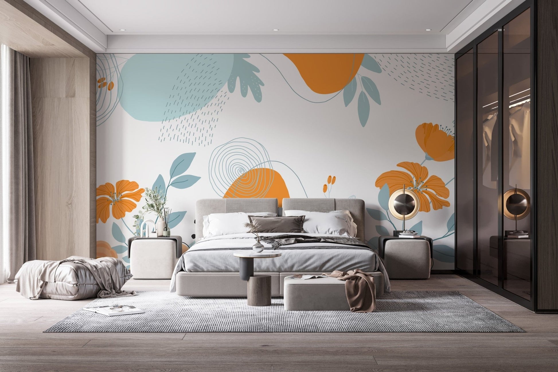 Abstract Colorful Floral Wallpaper Mural - Giffywalls A267