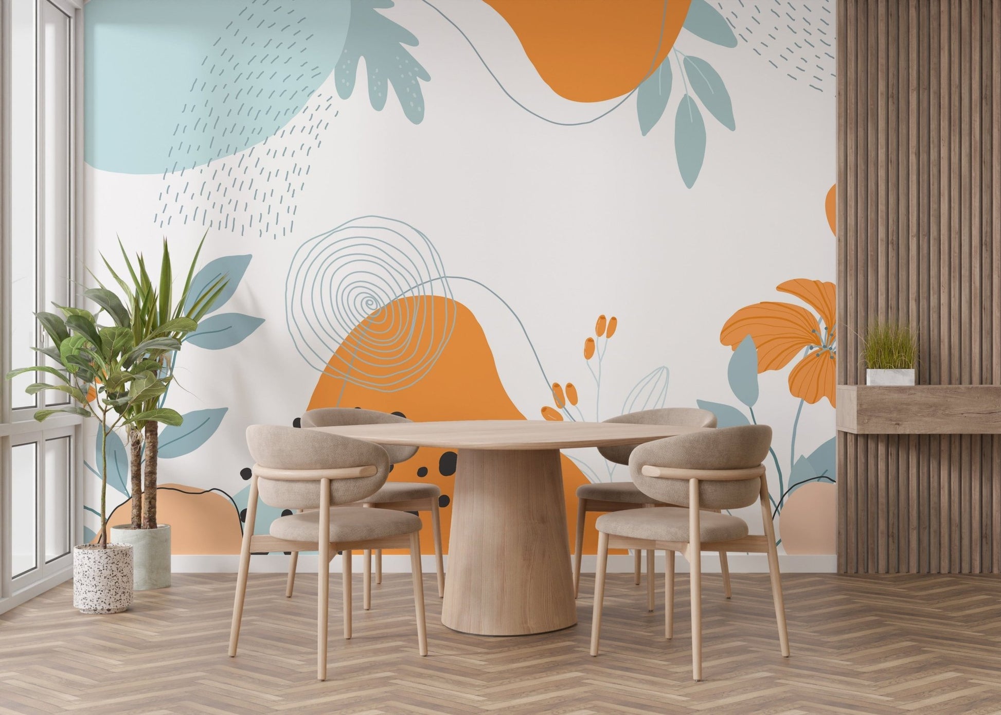 Abstract Colorful Floral Wallpaper Mural - Giffywalls A267