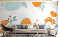 Vibrant abstract colorful floral mural for rooms A267