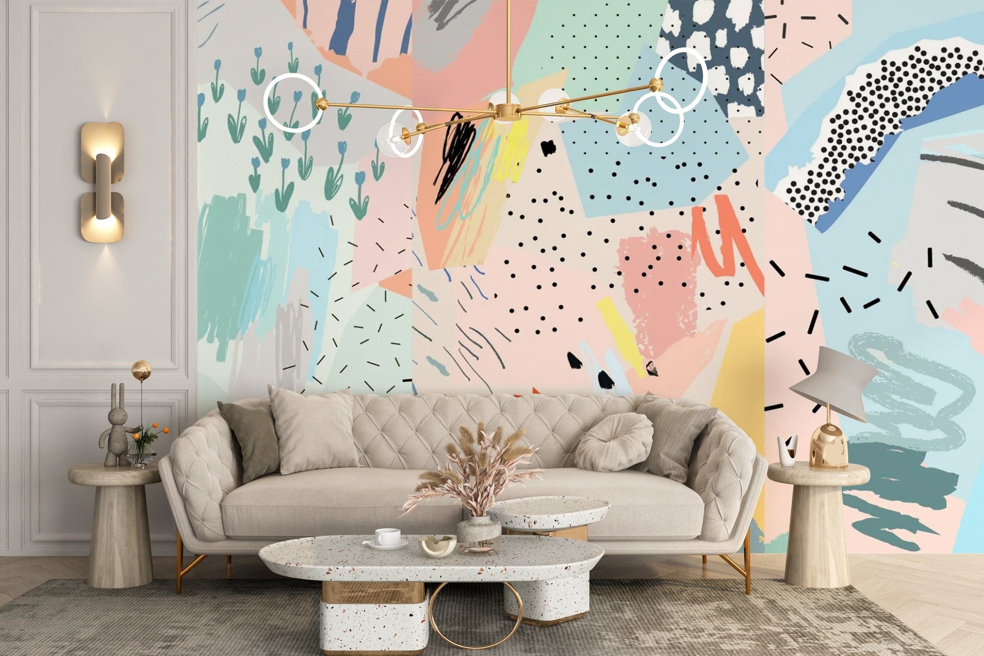 Abstract Colourful Paint Brush Strokes Wallpaper Mural - Giffywalls