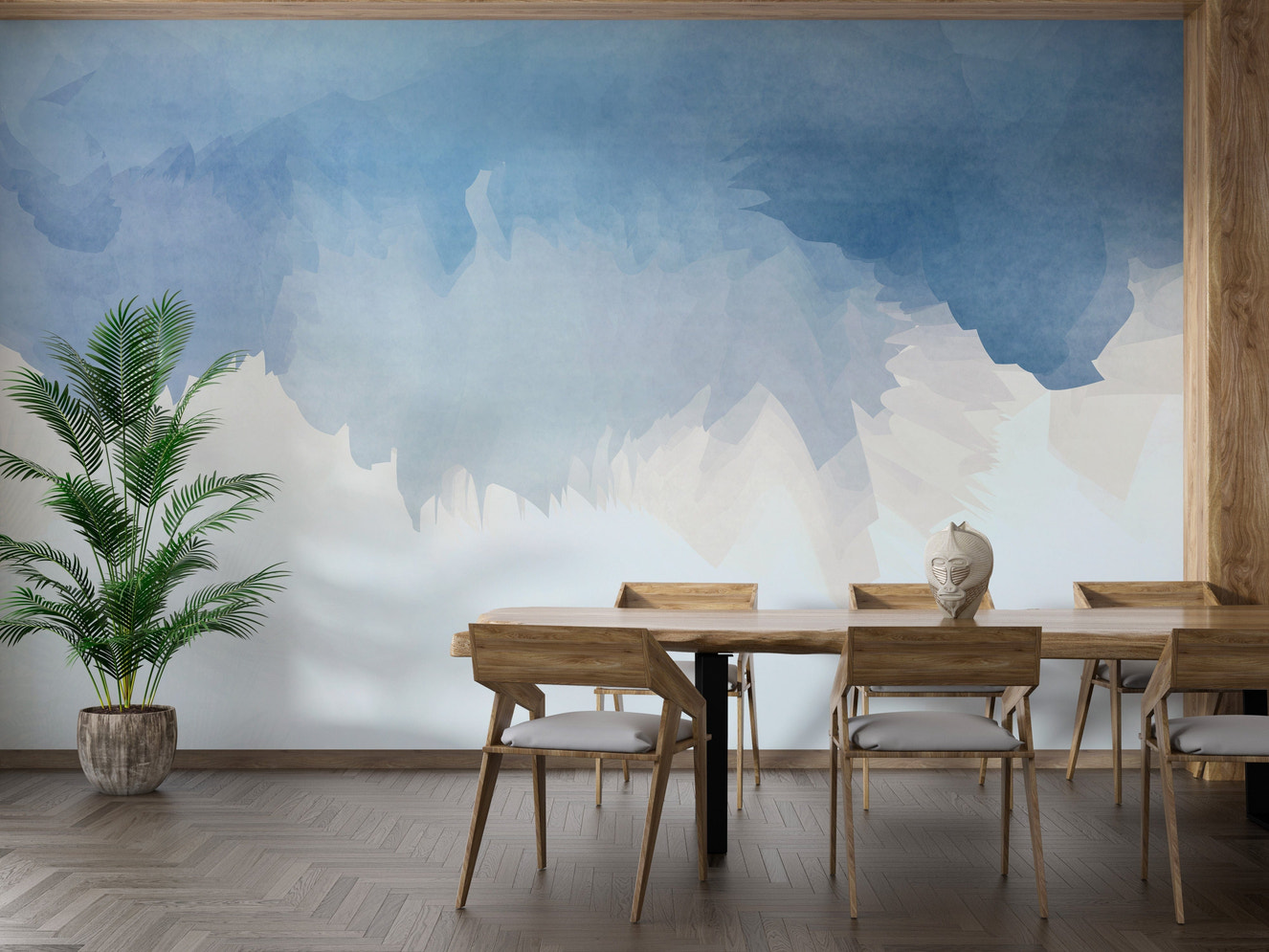 Abstract watercolor mural