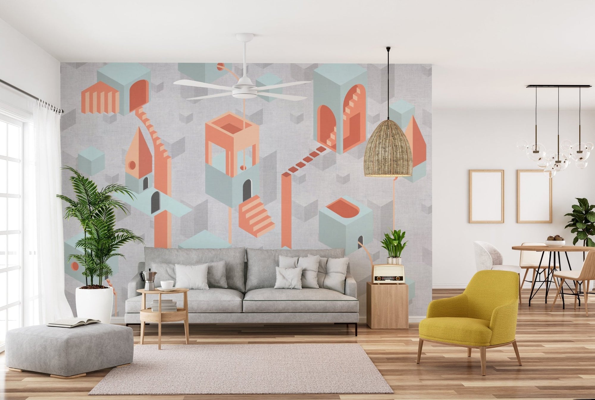 Abstract Geometric Construction Wall Mural B645
