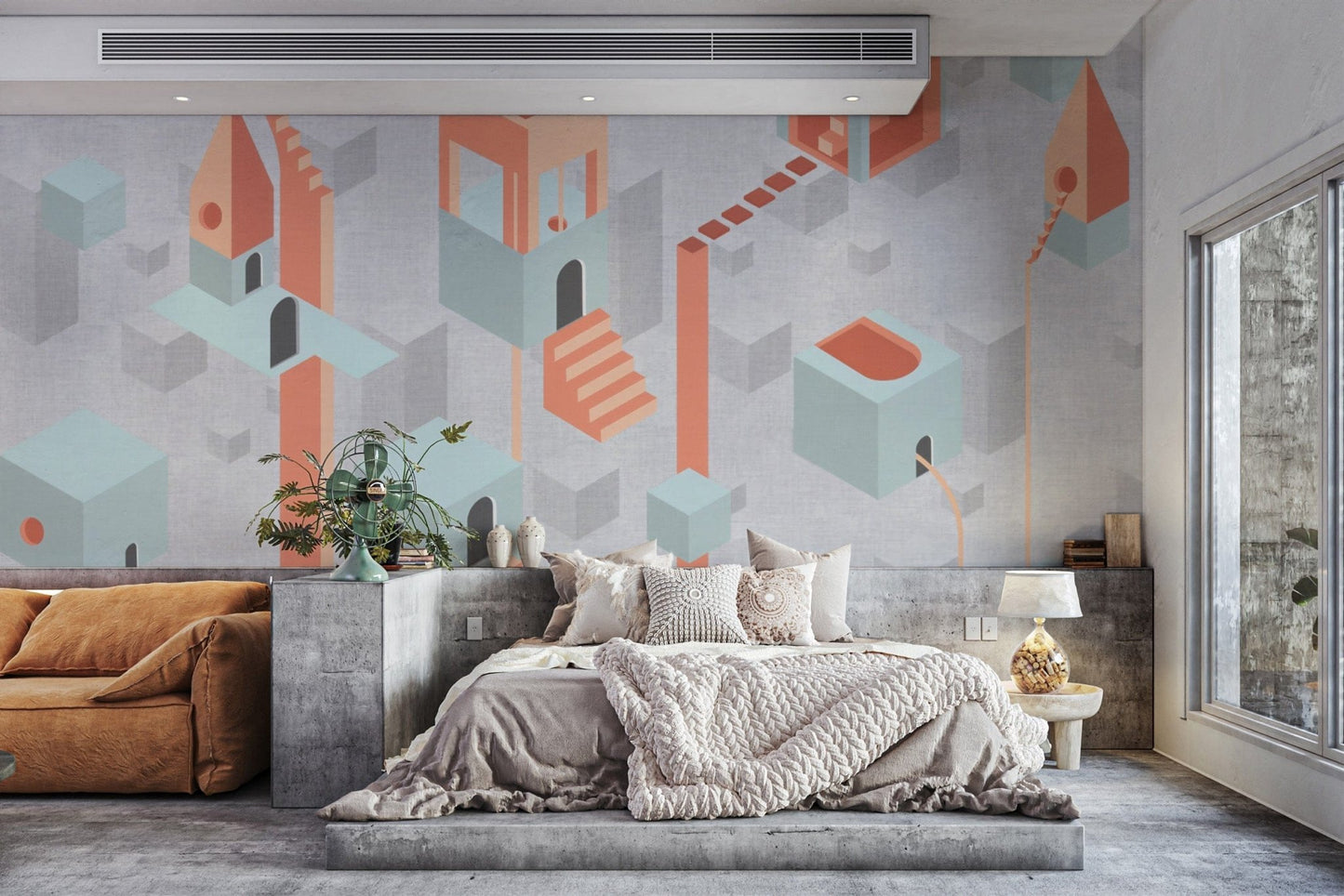 3D Perspective Abstract Wall Mural
