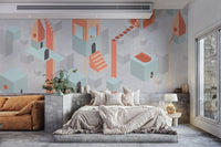 3D Perspective Abstract Wall Mural
