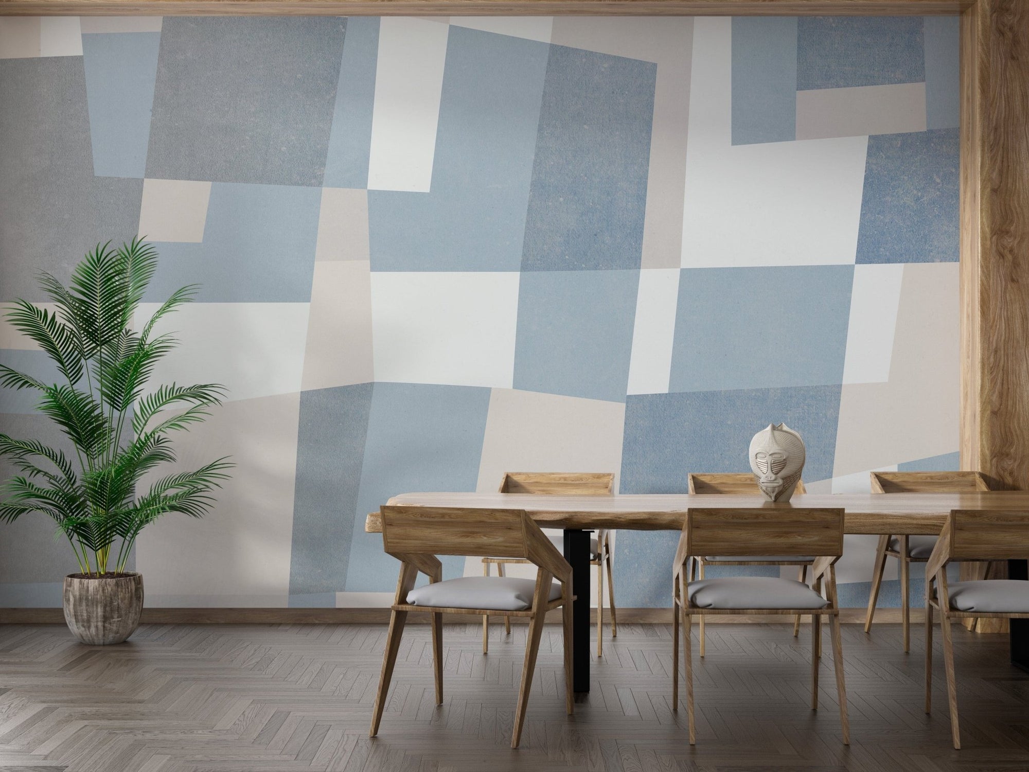 Bold abstract cubist wallpaper design, B414