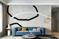 A beautiful modern art wall mural of soft shapes.

