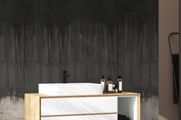 Misty black and grey woodland wallpaper
