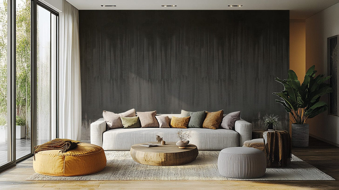 Dramatic dark forest wall mural design
