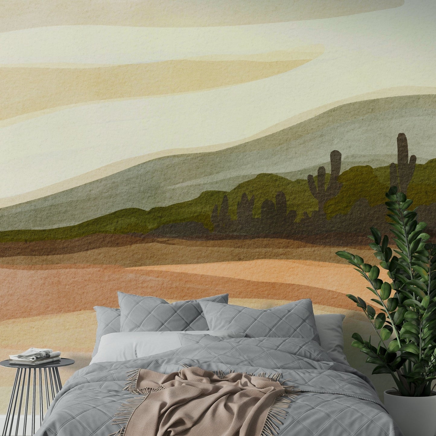 Easy-install abstract desert vista wall mural

