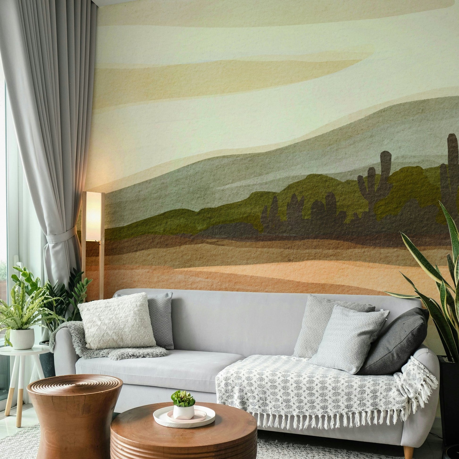 Close-up of desert vista mural texture

