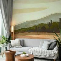 Close-up of desert vista mural texture

