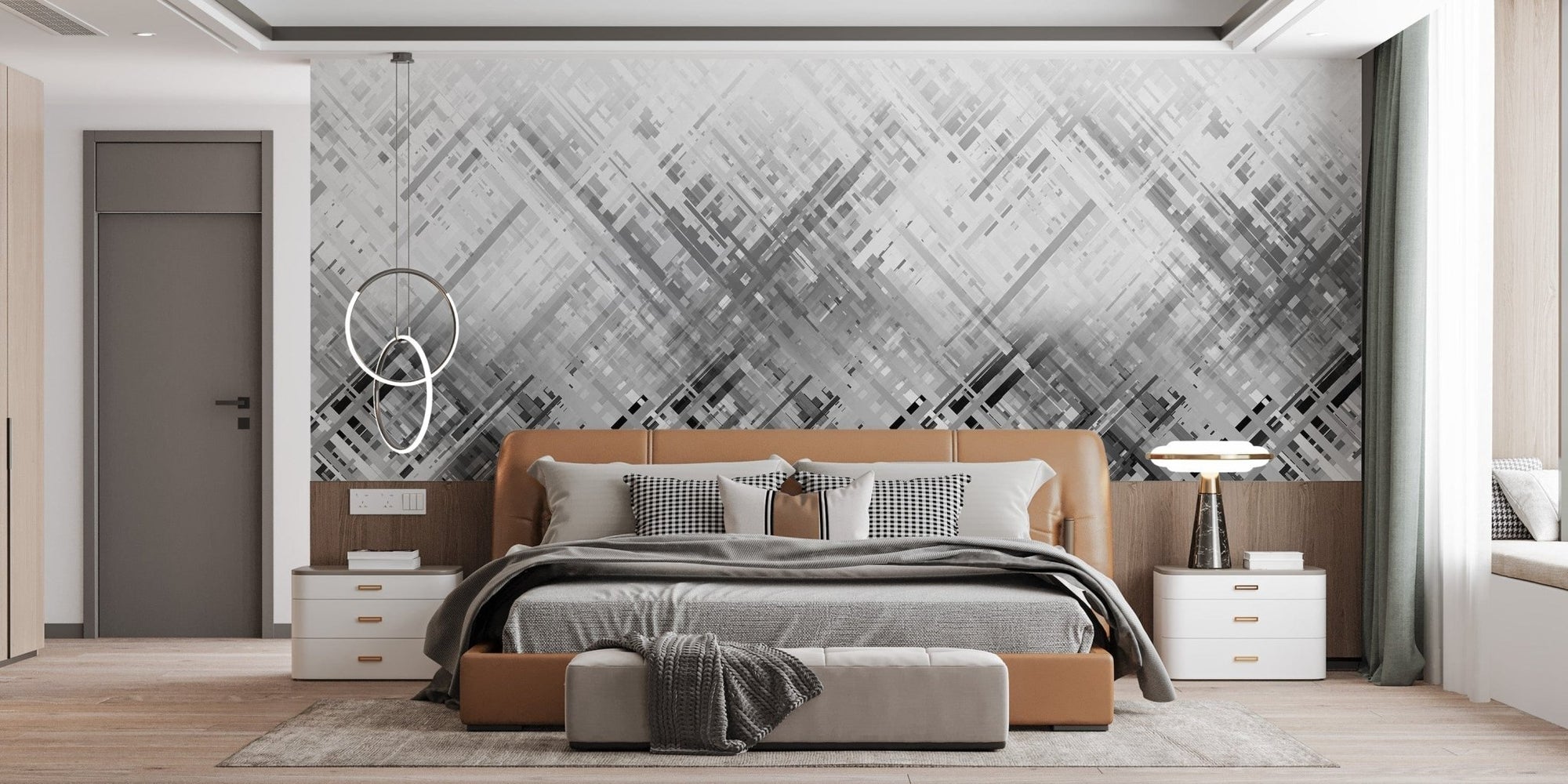 Black and white abstract diagonal lines wallpaper, B409