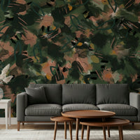 An artistic natural abstraction mural on minimalist wallpaper., GD5694
